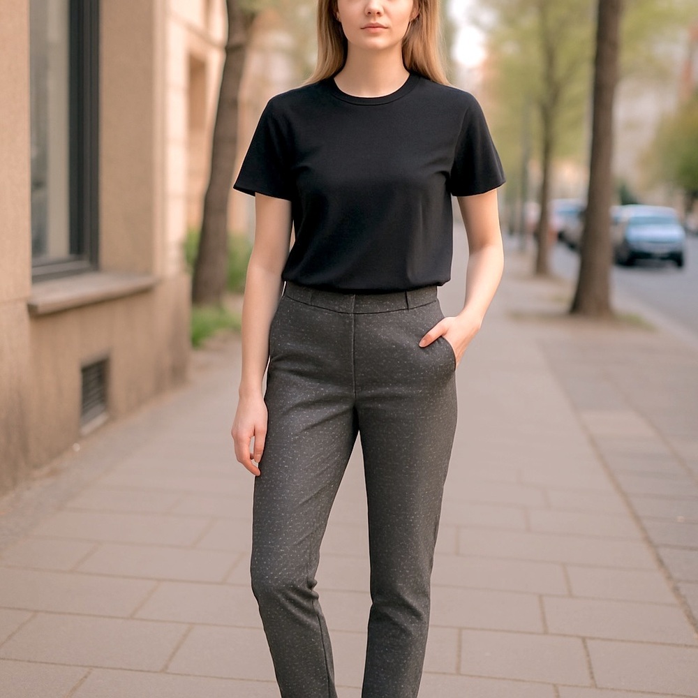 LOFT Gray Polka Dot Pants